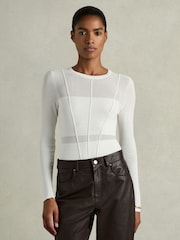 Reiss White Siren Seamed Crew-Neck Jumper - Image 3 of 6