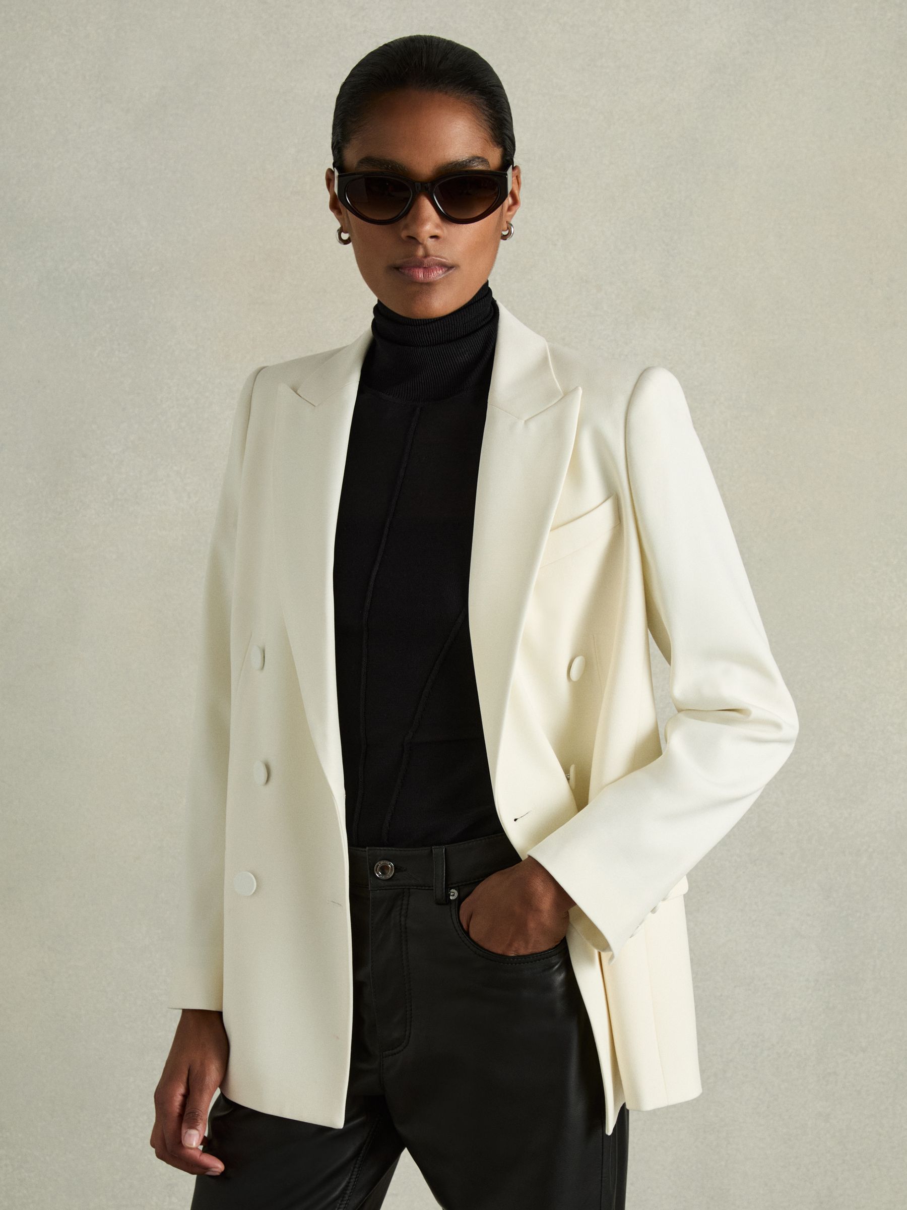 Buy Reiss Black Serena Seamed Roll-Neck Top from Next USA