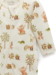Purebaby Natural Baby Zip 100% Cotton Sleepsuits 2 Pack - Image 3 of 4