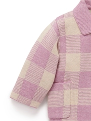Purebaby Pink Knitted Check Jacket - Image 2 of 4