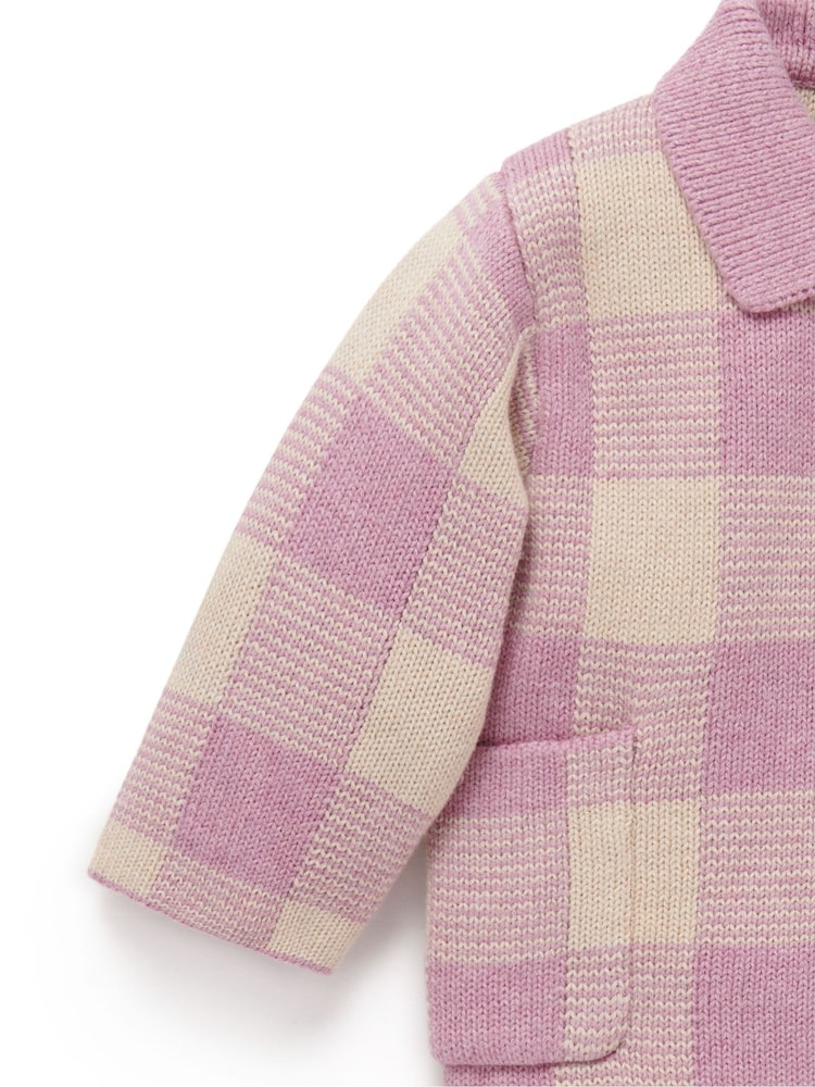 Purebaby Pink Knitted Check Jacket - Image 2 of 4
