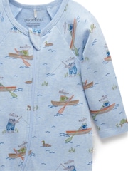 Purebaby Blue Baby Zip 100% Cotton Sleepsuits 2 Pack - Image 3 of 4