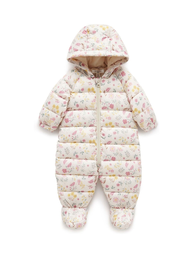 Purebaby Nude Water Resistent Padded Zip Up Pramsuit - Image 1 of 4