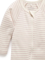 Purebaby Pink Baby Zip 100% Cotton Sleepsuits 2 Pack - Image 2 of 4