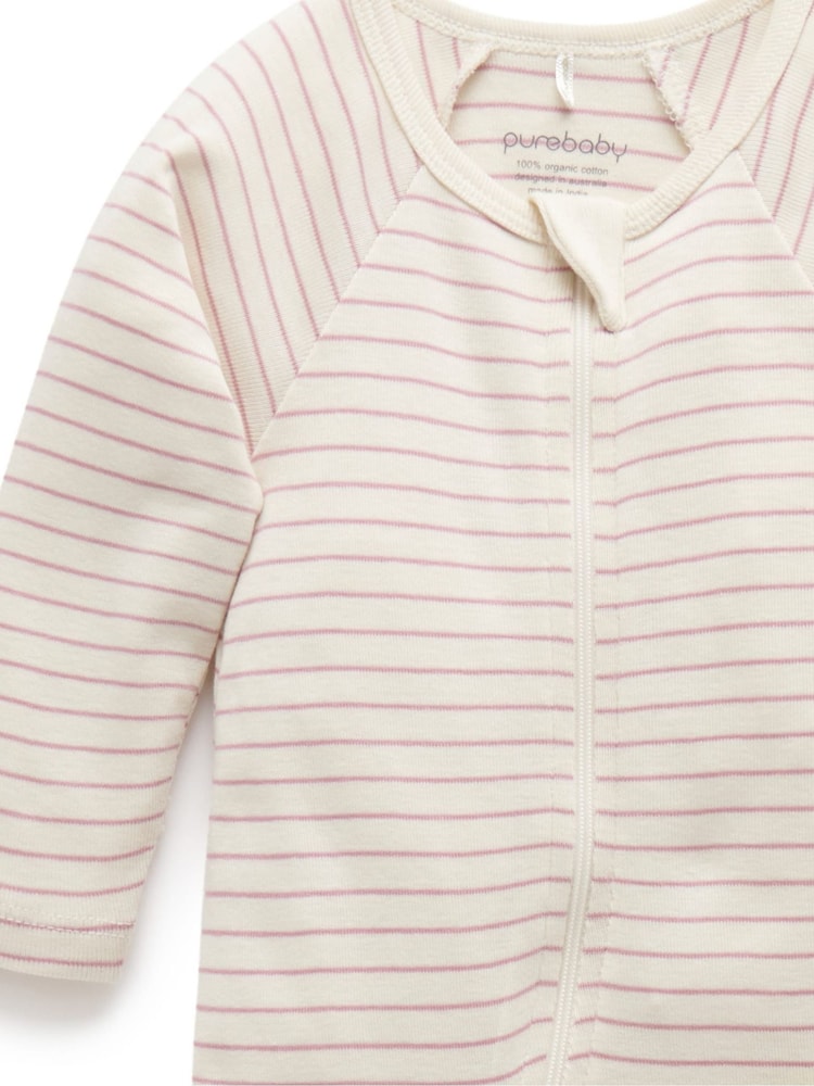 Purebaby Pink Baby Zip 100% Cotton Sleepsuits 2 Pack - Image 2 of 4