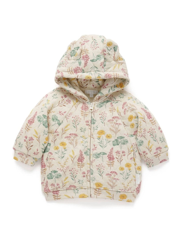 Purebaby Quilted Floral Hooded Zip-Up Jacket - Bild 1 von 1 Purebaby Quilted Floral Hooded Zip-Up Jacket - Bild 1 von 1