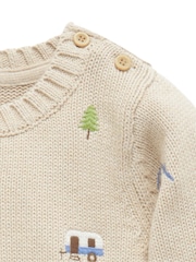 Purebaby Cream Gone Fishing Embroidery Jumper - Image 2 of 4