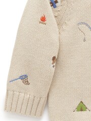 Purebaby Cream Gone Fishing Embroidery Jumper - Image 4 of 4