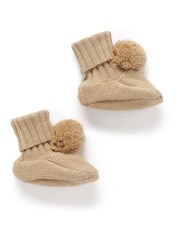 Purebaby Natural Pom Pom Boots - Image 1 of 2