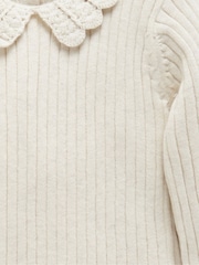 Purebaby White Fine Rib Jumper with Collar - Image 3 of 4