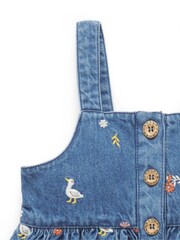 Purebaby Blue Denim Duck Pattern Embroidered 100% Cotton Dress - Image 3 of 5