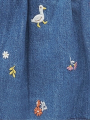 Purebaby Blue Denim Duck Pattern Embroidered 100% Cotton Dress - Image 5 of 5