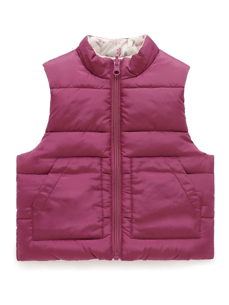 Purebaby Dark Pink Water Resistent Reversible Gilet - Image 1 of 5