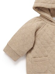 Purebaby Brown Quilted Ducky Hooded Zip-Up Jacket - Image 2 of 5