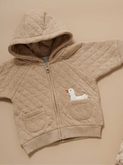 Purebaby Brown Quilted Ducky Hooded Zip-Up Jacket - Image 5 of 5