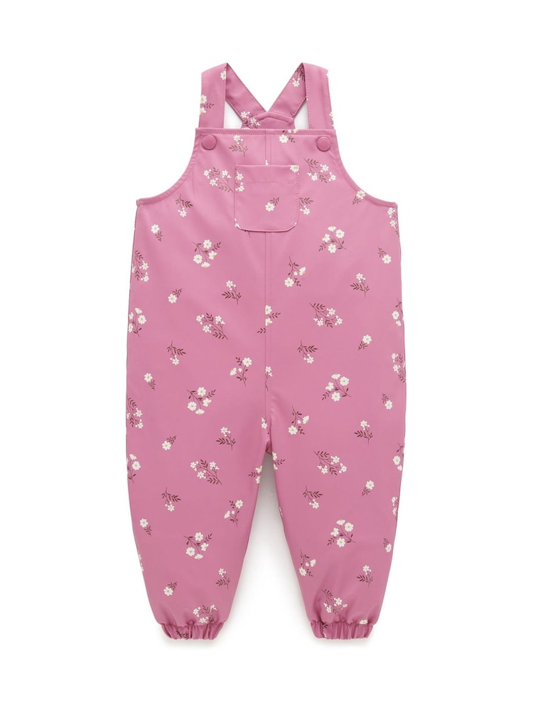 Purebaby Pink Waterproof Dungarees - Image 1 of 4 Purebaby Pink Waterproof Dungarees - Image 1 of 4