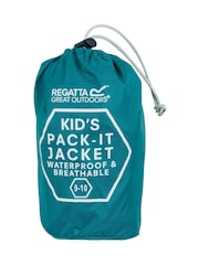 Regatta Turquoise Blue Kids Waterproof Pack It Jacket III - Image 10 of 10