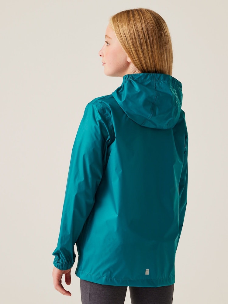 Regatta Turquoise Blue Kids Waterproof Pack It Jacket III - Image 2 of 10