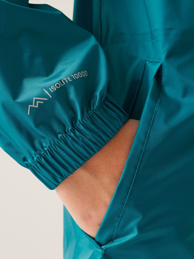 Turquoise/blauw - Regatta Kids Waterproof Pack It Jacket III - Image 5 of 10