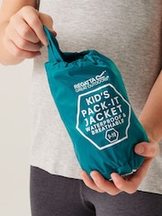 Regatta Turquoise Blue Kids Waterproof Pack It Jacket III - Image 6 of 10