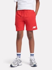 Rojo - New Balance Kids French Terry Stacked Logo 100% Cotton Shorts - Imagen 1 de 8