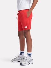 Rojo - New Balance Kids French Terry Stacked Logo 100% Cotton Shorts - Imagen 2 de 8