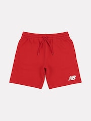Rojo - New Balance Kids French Terry Stacked Logo 100% Cotton Shorts - Imagen 6 de 8