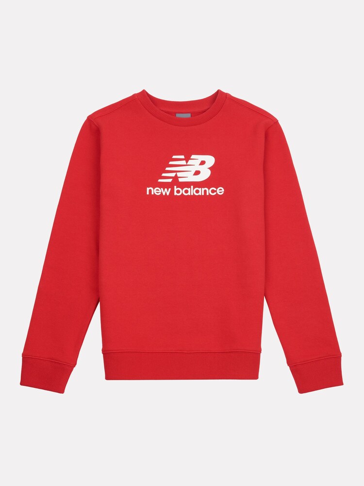 New Balance Red Dark Kids French Terry Stacked Logo Crew 100% Cotton Sweatshirt - Image 1 of 3
