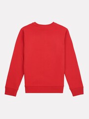 New Balance Red Dark Kids French Terry Stacked Logo Crew 100% Cotton Sweatshirt - Image 2 of 3