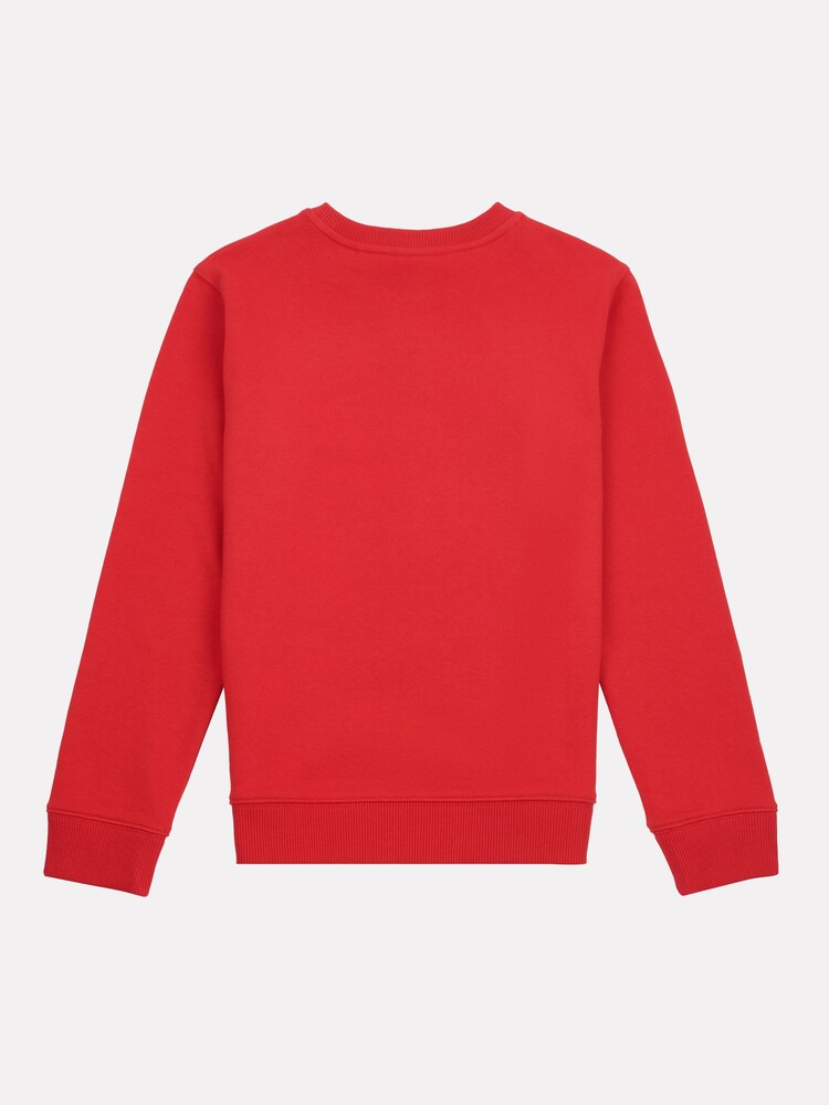 New Balance Red Dark Kids French Terry Stacked Logo Crew 100% Cotton Sweatshirt - Image 2 of 3