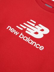 New Balance Red Dark Kids French Terry Stacked Logo Crew 100% Cotton Sweatshirt - Image 3 of 3