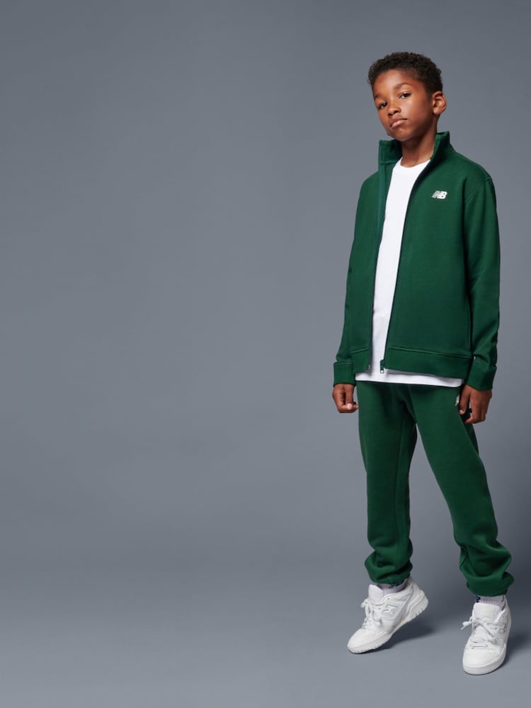 New Balance Dark Green Small Boys Brush Back Logo Joggers - Image 2 of 12