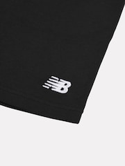 New Balance Black Kids French Terry Small Logo 100% Cotton Shorts - Image 8 of 8