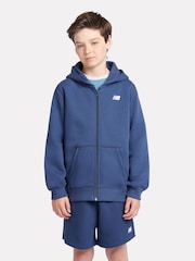 أزرق - هودي ناعم الملمس بسحّاب مزيّن بشعار خلفي صغير للأولاد من New Balance - Image 1 of 9