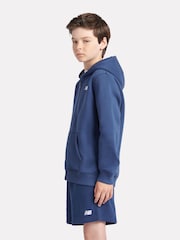 أزرق - هودي ناعم الملمس بسحّاب مزيّن بشعار خلفي صغير للأولاد من New Balance - Image 2 of 9