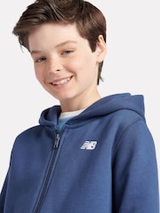 أزرق - هودي ناعم الملمس بسحّاب مزيّن بشعار خلفي صغير للأولاد من New Balance - Image 4 of 9