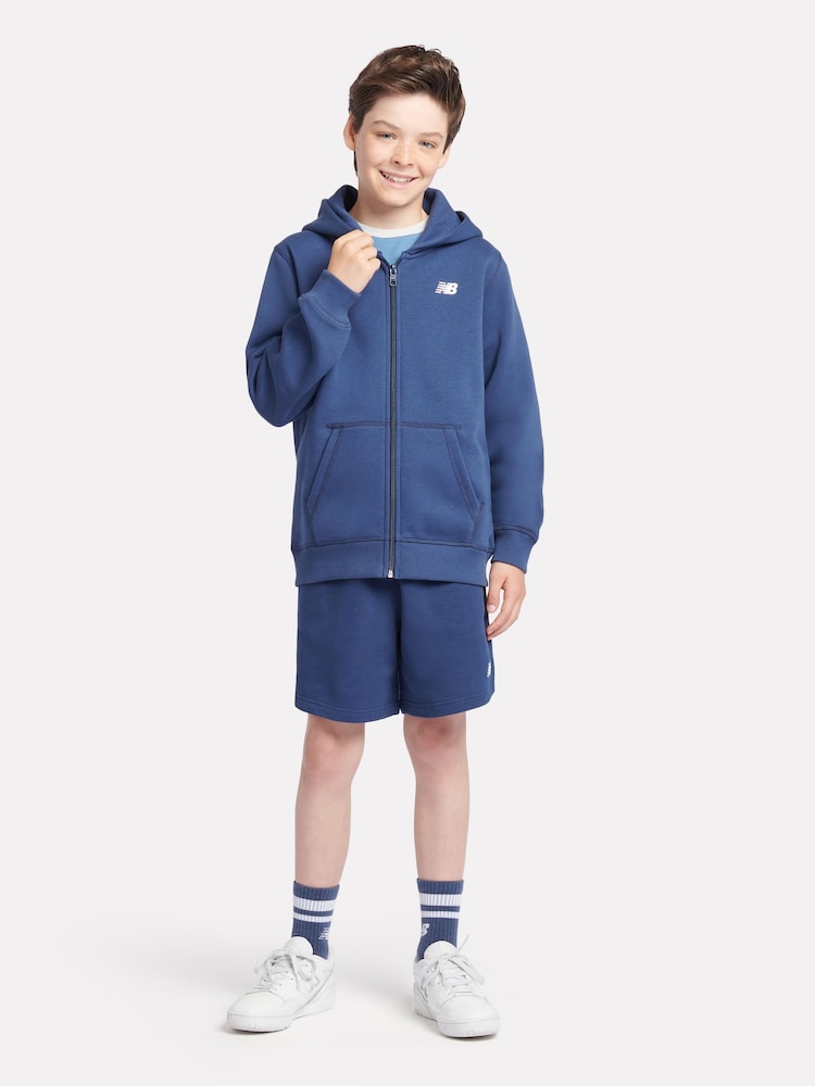 أزرق - هودي ناعم الملمس بسحّاب مزيّن بشعار خلفي صغير للأولاد من New Balance - Image 6 of 9