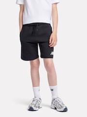 New Balance Black Kids French Terry Stacked Logo 100% Cotton Shorts - Image 1 of 9