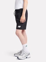 New Balance Black Kids French Terry Stacked Logo 100% Cotton Shorts - Image 2 of 9