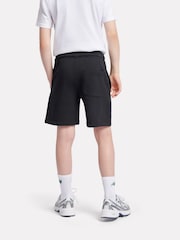 New Balance Black Kids French Terry Stacked Logo 100% Cotton Shorts - Image 3 of 9
