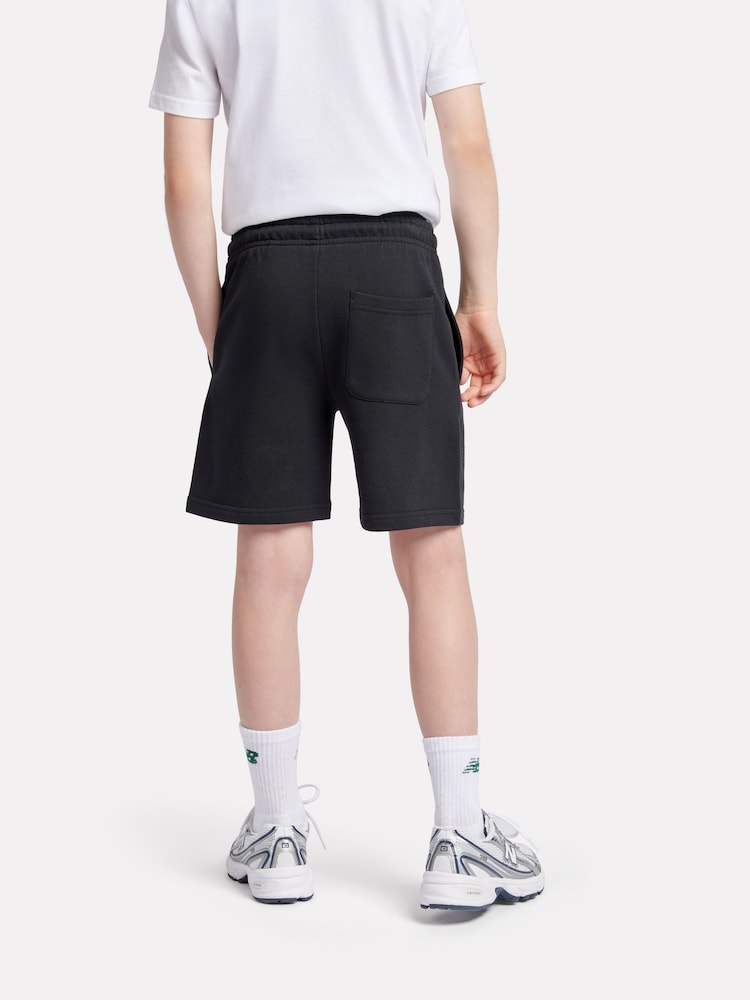 New Balance Black Kids French Terry Stacked Logo 100% Cotton Shorts - Image 3 of 9