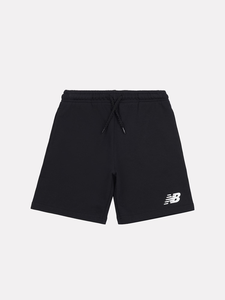 New Balance Black Kids French Terry Stacked Logo 100% Cotton Shorts - Image 7 of 9