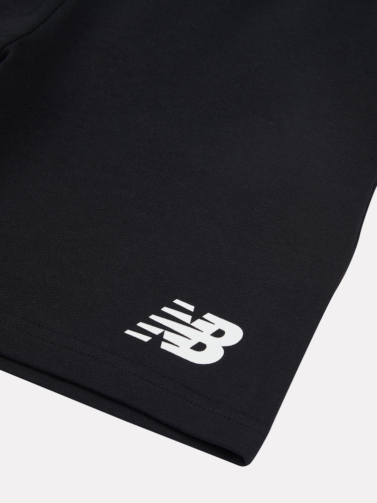 New Balance Black Kids French Terry Stacked Logo 100% Cotton Shorts - Image 9 of 9