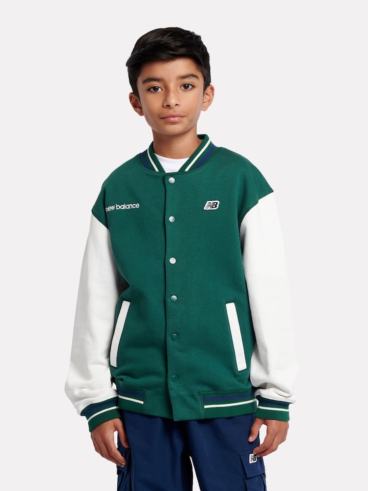 New Balance Green Boys 100% Cotton Baseball Jacket - Image 1 of 11 New Balance Green Boys 100% Cotton Baseball Jacket - Image 1 of 11