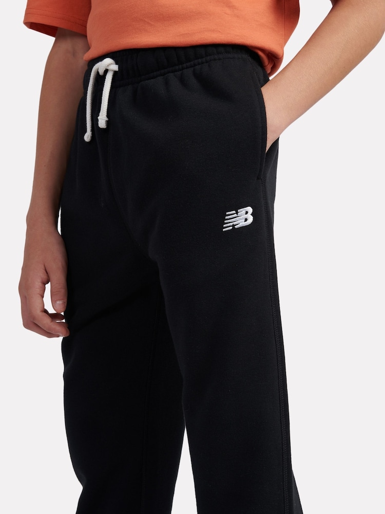 New Balance Black Boys 100% Cotton French Terry Small Logo Joggers - Image 4 of 8