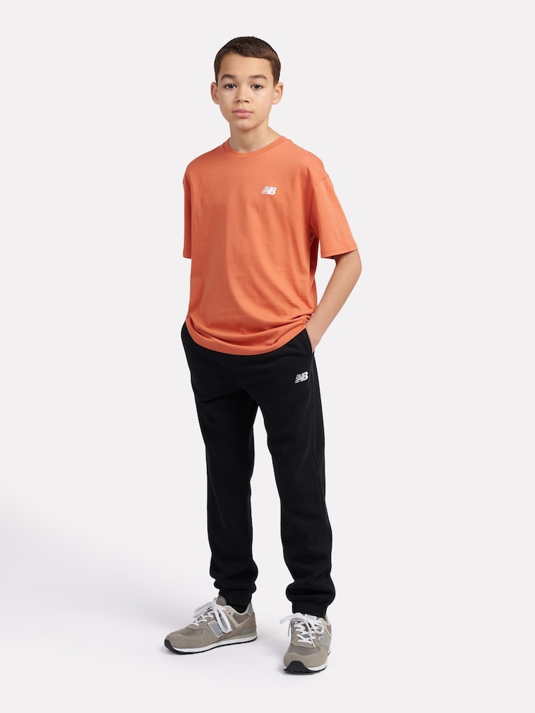 New Balance Black Boys 100% Cotton French Terry Small Logo Joggers - Image 5 of 8