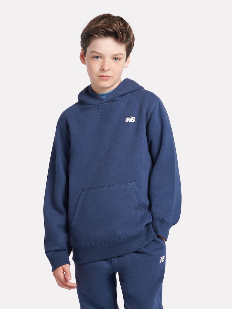 New Balance Blue Chrome Small Boys Brush Back Logo Hoodie - Image 1 of 8