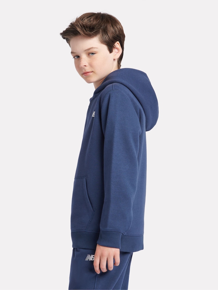 New Balance Blue Chrome Small Boys Brush Back Logo Hoodie - Image 2 of 8