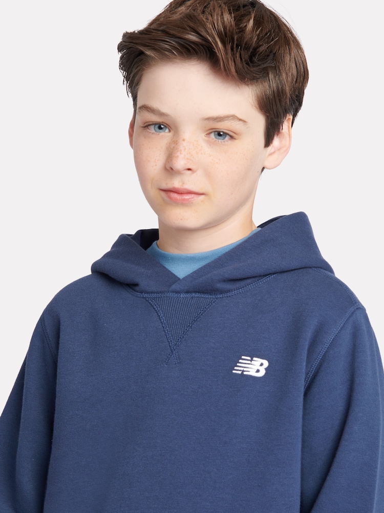 New Balance Blue Chrome Small Boys Brush Back Logo Hoodie - Image 4 of 8