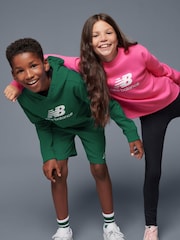 New Balance Green Kids French Terry Small Logo 100% Cotton Shorts - Image 2 of 9
